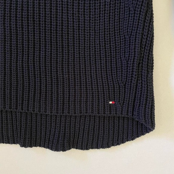 Tommy Hilfiger Navy Crewneck Chunky Ribbed Sweater Red & White Stripes Medium - Picture 4 of 6